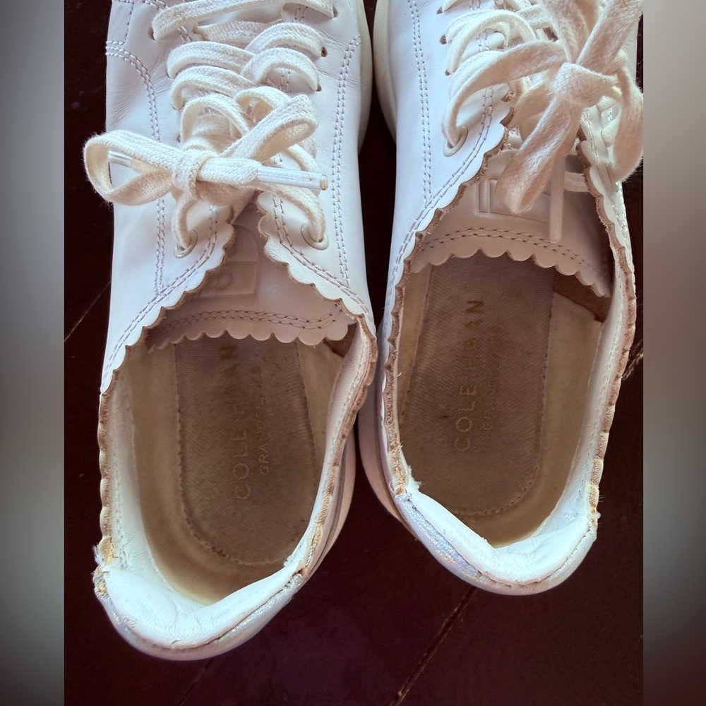 Cole Haan Women's Cream White Lace-Up Leather Sneakers - Picture 6 of 7